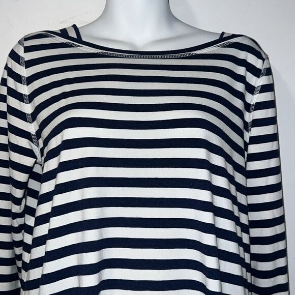 SOFT SURROUNDING Navy Blue Striped Tunic Top With Side Buttons-S - Picture 2 of 9